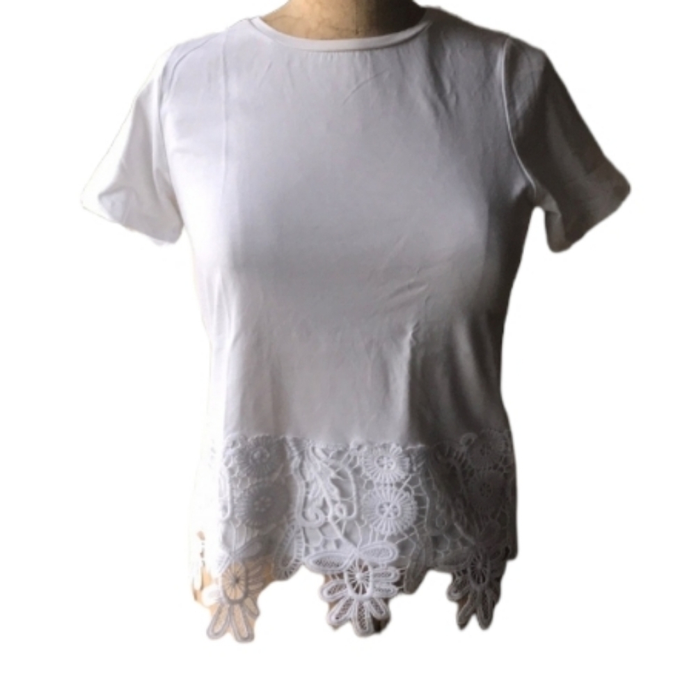 Zara white lace t shirt